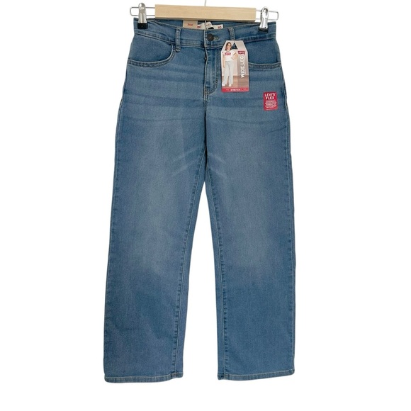 Girls Levi's Denim Blue Jeans Wide leg Med Wash Mid Rise Stretch Size 10. - Picture 1 of 5